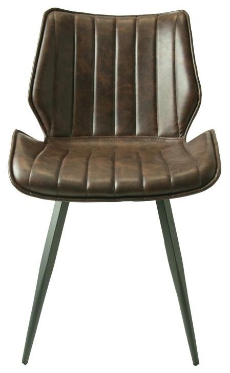 Vintage Chic Chestnut Vegan Leather Dining Chair Sold In Pairs