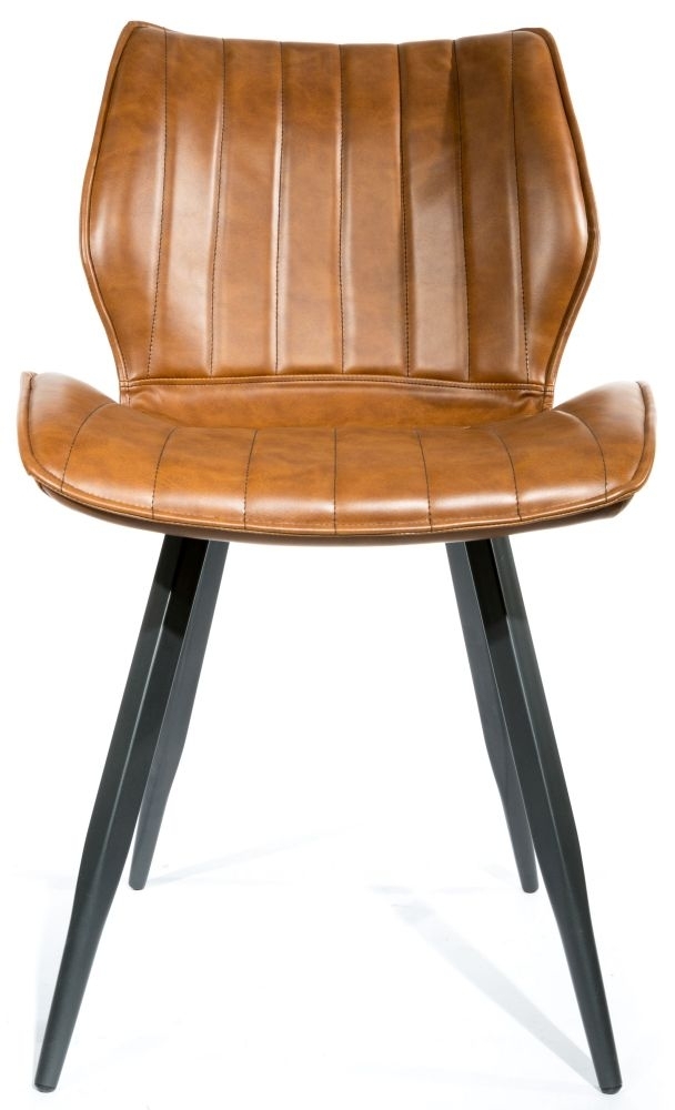 Vintage Chic Tan Vegan Leather Dining Chair Sold In Pairs