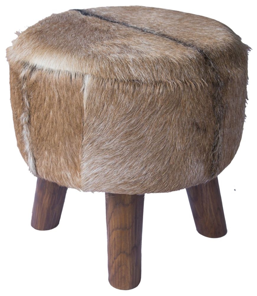 Goat Solid Teak Root Small Round Pouffe