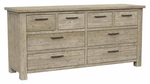 Nord Scandinavian Style Rustic Pine 8 Drawer Wideboy Chest