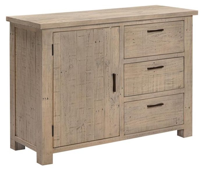 Nord Scandinavian Style Rustic Pine Compact Sideboard