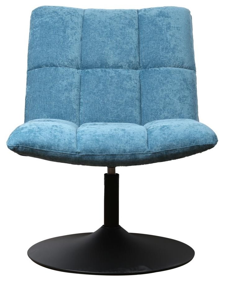 Modern Chic Ocean Blue Chenille Fabric Swivel Chair