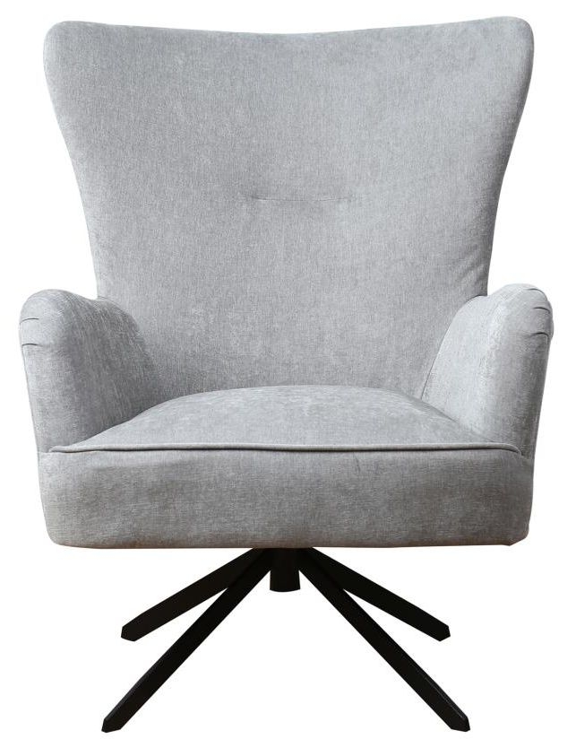Tara Grey Chenille Fabric Armchair