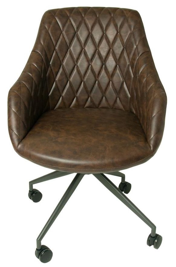 U Shaped Chestnut Vegan Leather Office Chair