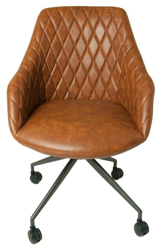 U Shaped Tan Vegan Leather Office Chair