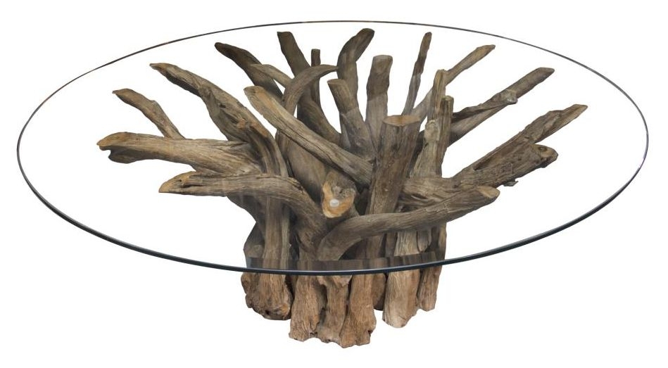 Tree Roots 130cm Glass Top Round Dining Table
