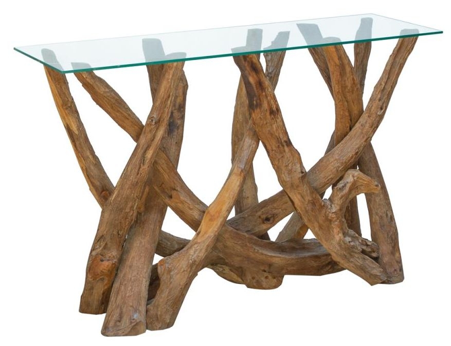 Tree Roots Glass Top Console Table