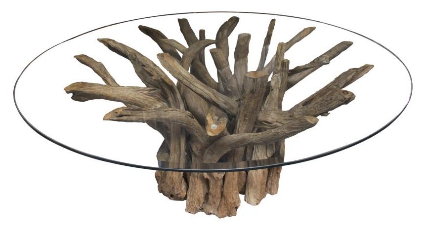 Tree Roots Round Glass Top Coffee Table