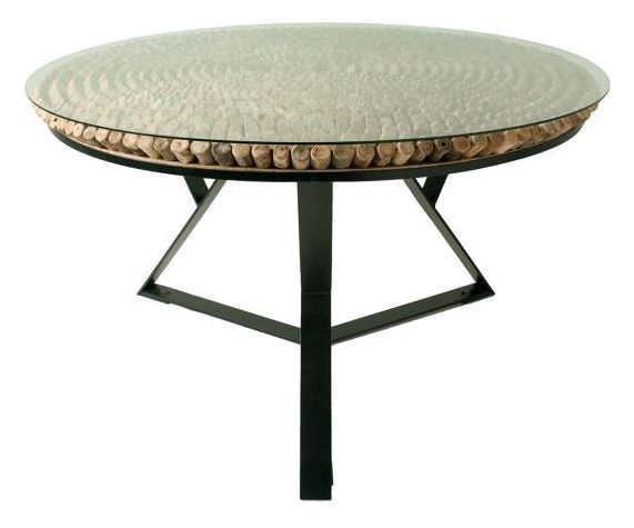 Trunk Reclaimed Bamboo And Glass Top 130cm Round Dining Table