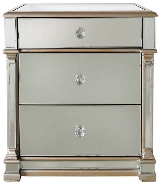 Apollo Champagne Gold Mirrored Bedside Cabinet