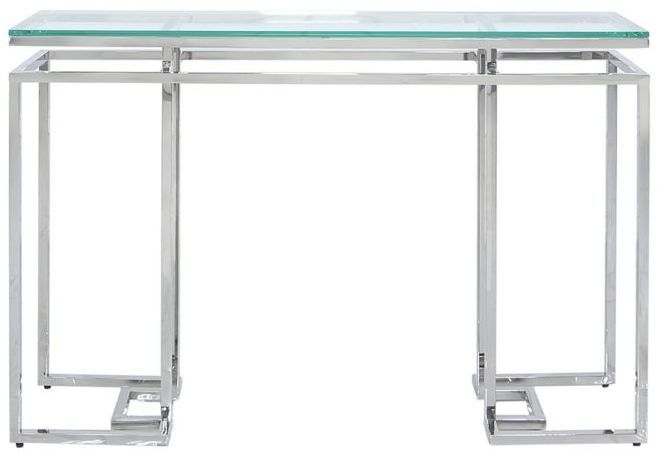 Meridian Glass And Chrome Console Table