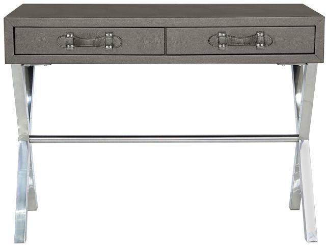 Pewter Grey Faux Leather Console Table