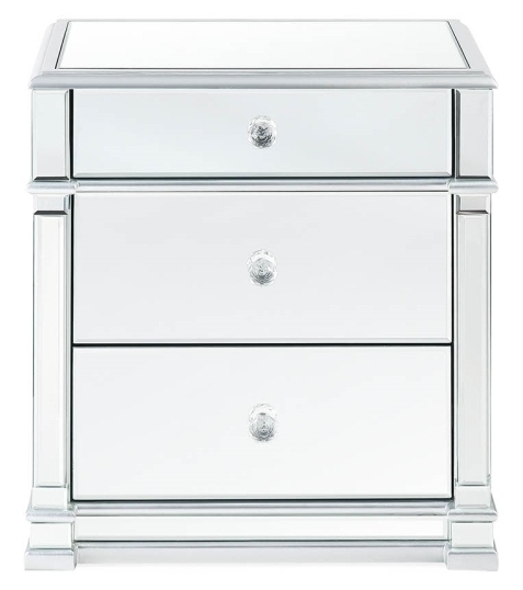 Athena Mirrored 3 Drawer Bedside Cabinet