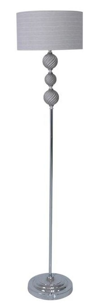 Value Three Silver Ceramic Ball Floor Lamp With Silver Shade