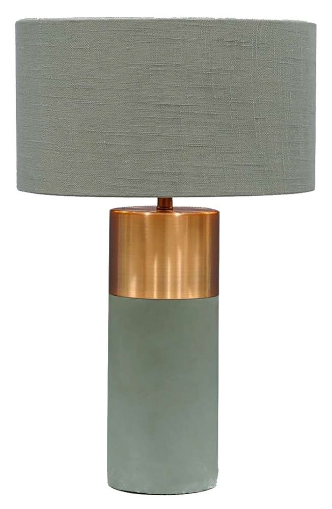 Value Copper Table Lamp With Grey Shade Set Of 2