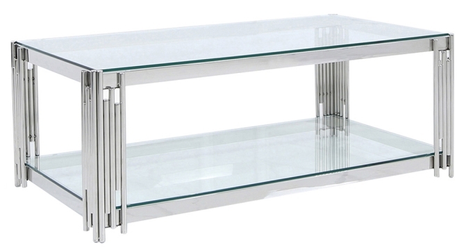 Cohen Steel Tubes And Clear Glass Coffee Table