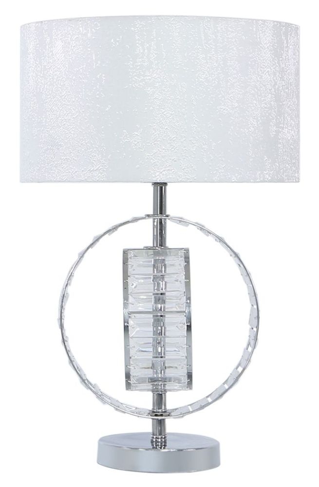 Value Metal And Crystal Table Lamp With White Shade Set Of 2