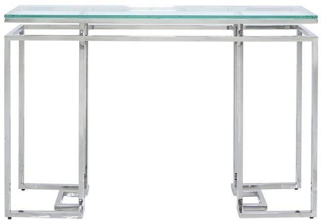 Fairbanks Glass And Chrome Console Table Clearance Fs503