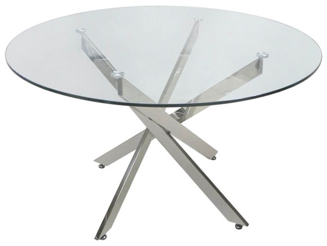Nanty Glass And Chrome Large Round Dining Table Clearance Fss14349