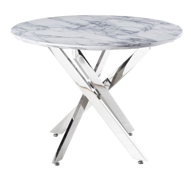 Nova Value Chrome And Marble Medium Round Dining Table Clearance Fss14596