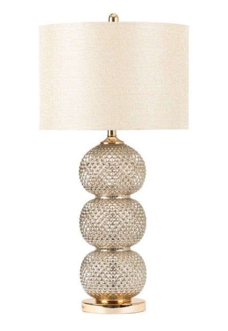 Clearance Silver Clear Glass Table Lamp With Cream Linen Shade Fss14809