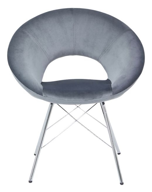 Value Dining Chair Sold In Pairs Grey Velvet And Chrome