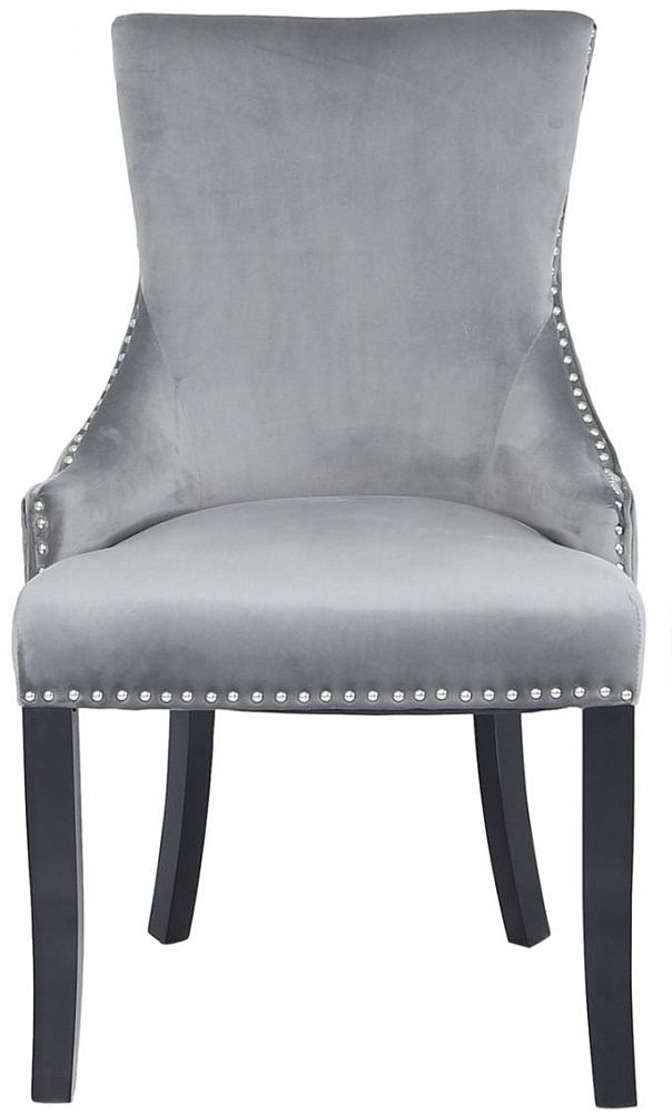 Marine Grey Velvet Diamond Ring Knockerback Dining Chair Sold In Pairs