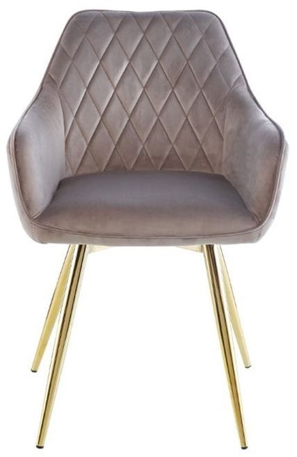 Quinn Grey Velvet And Gold Legs Dining Chair Sold In Pairs