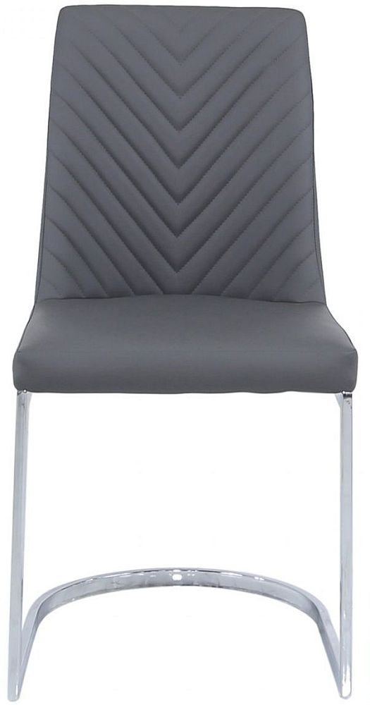 Chevron Grey Faux Leather Metal Dining Chair Sold In Pairs