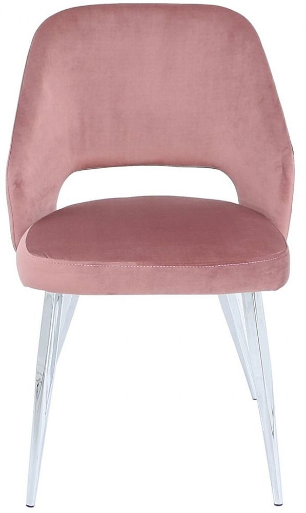 Scoop Pink Velvet Dining Chair Sold In Pairs