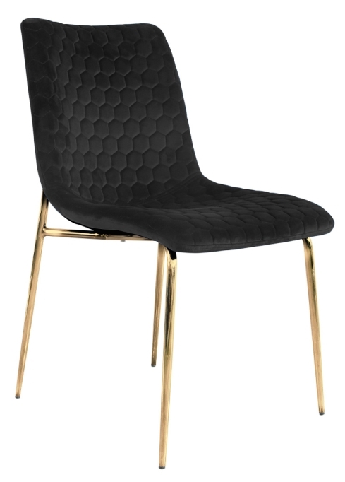 Zula Black Velvet And Gold Legs Dining Chair Sold In Pairs