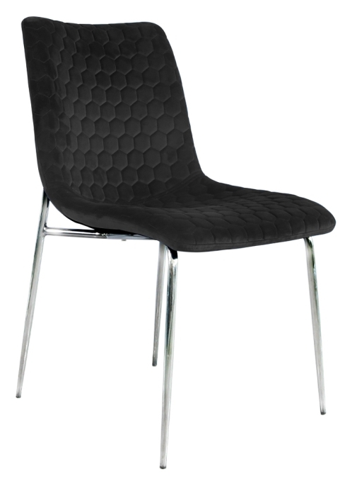 Zula Black Velvet And Chrome Legs Dining Chair Sold In Pairs