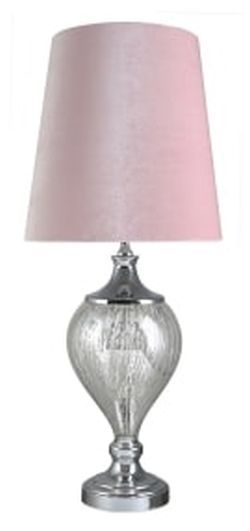 Chrome Glass Table Lamp With Blush Pink Shade