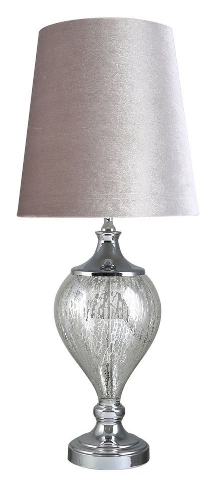Chrome Glass Table Lamp With Grey Shade