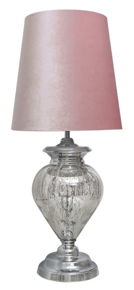 Chrome Glass Table Lamp With Pink Shade