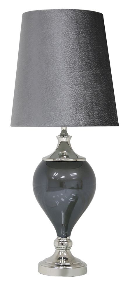Dark Grey Pearl Table Lamp With Grey Shade