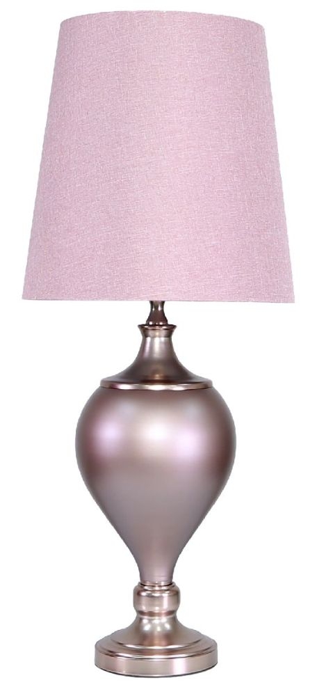 Rose Gold Matte Table Lamp With Blush Pink Shade