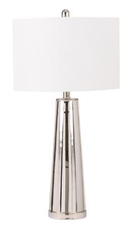 Silver Glass Table Lamp With White Linen Shade