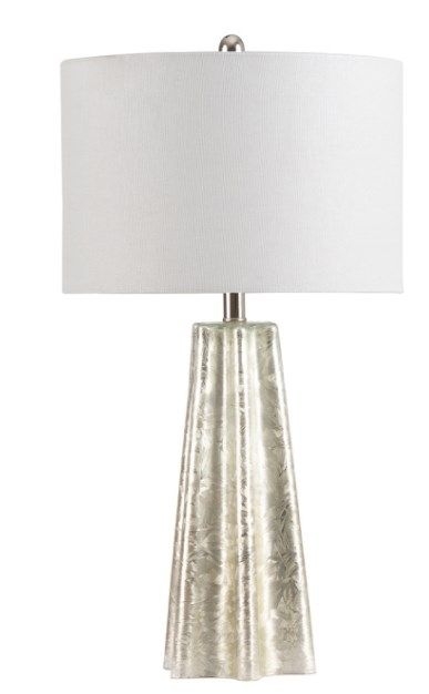 Silver Glass Table Lamp With Grey Linen Shade