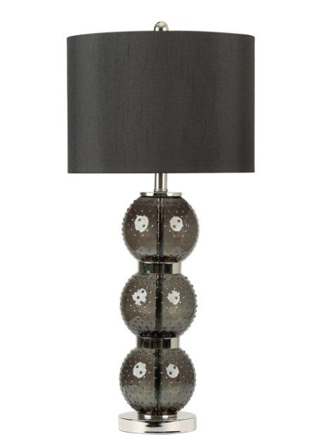Black Clear Glass Table Lamp With Black Faux Silk Shade