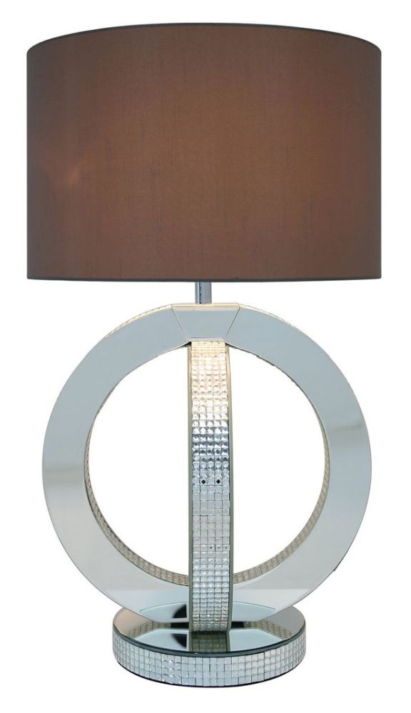 Glitz Double Ring Table Lamp With Taupe Shade