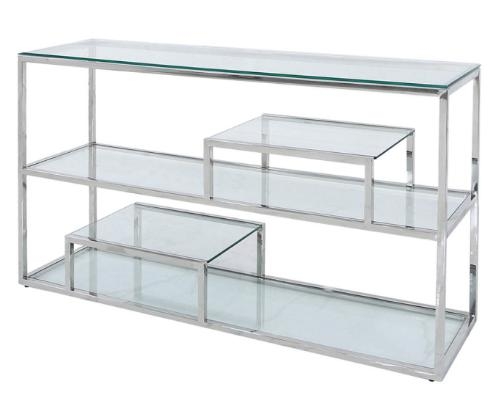 Harry Tier Glass And Chrome Console Table