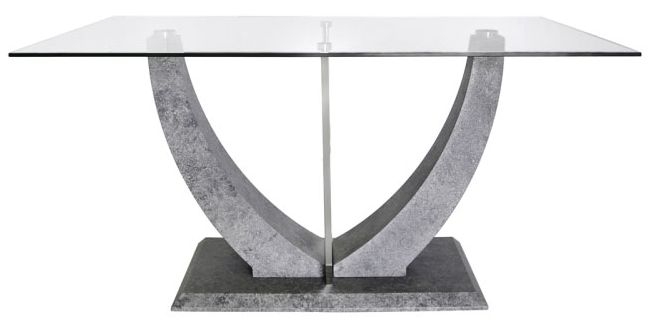 Leo Glass And Grey Dining Table