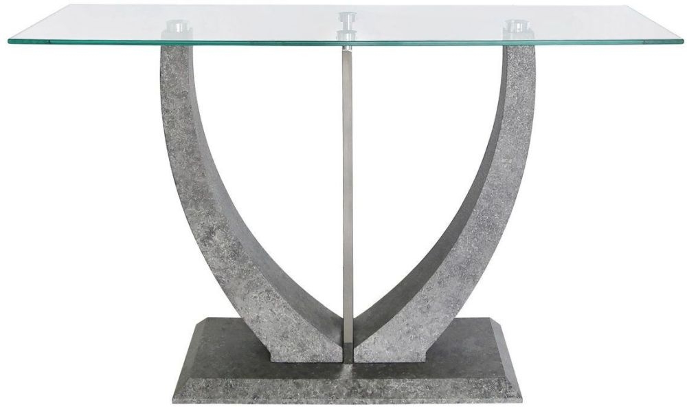 Leo Glass And Grey Console Table