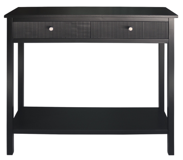 Lindon Matte Black Wood 2 Drawer Console Table
