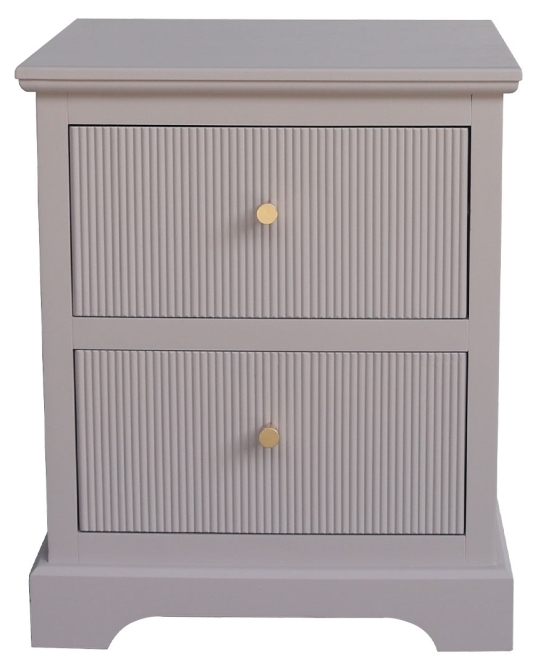 Lindon Summer Grey Wood 2 Drawer Bedside Cabinet