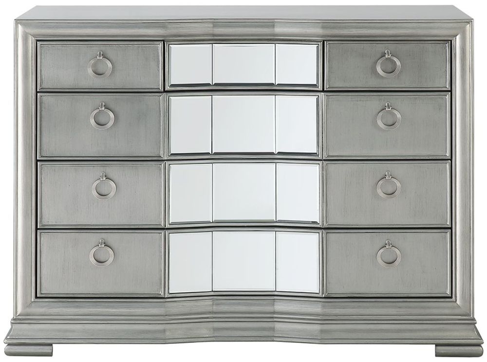 Lucca Mirrored Grey 5 Drawer Chest