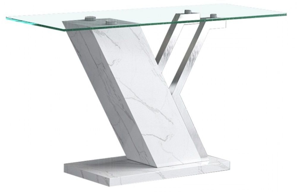 Lusso White Faux Marble And Glass Coffee Table