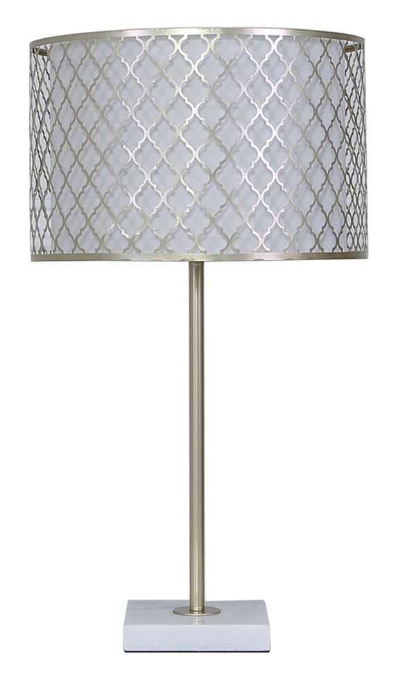 Gold And Marble Table Lamp With White Shade