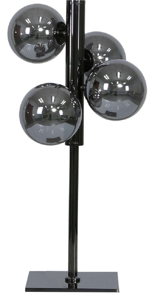 Gunmetal Table Lamp With Smoked Glass Shade Set Of 2